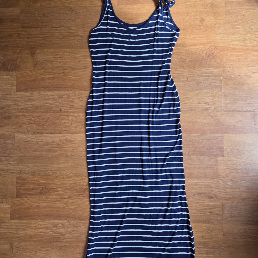 Brave Soul Navy and White Striped Maxi Dress